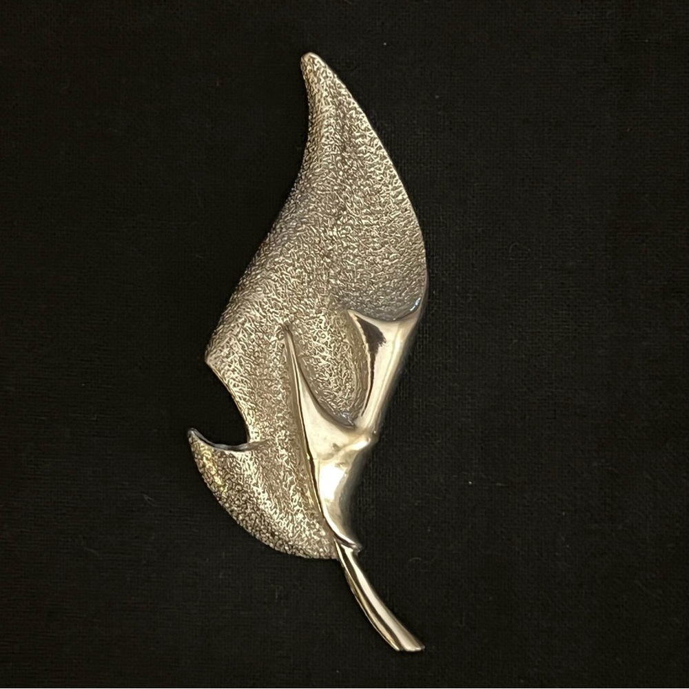 Vintage Silver Leaf Brooch